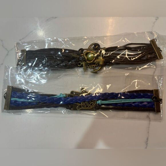 Bundle of Woven Braided Bracelets with Charms - Picture 4 of 7